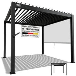 Juskys Lamellendach Tahiti 3x3 m - Stahl Pergola - Terrassenüberdachung stabil - Anthrazit