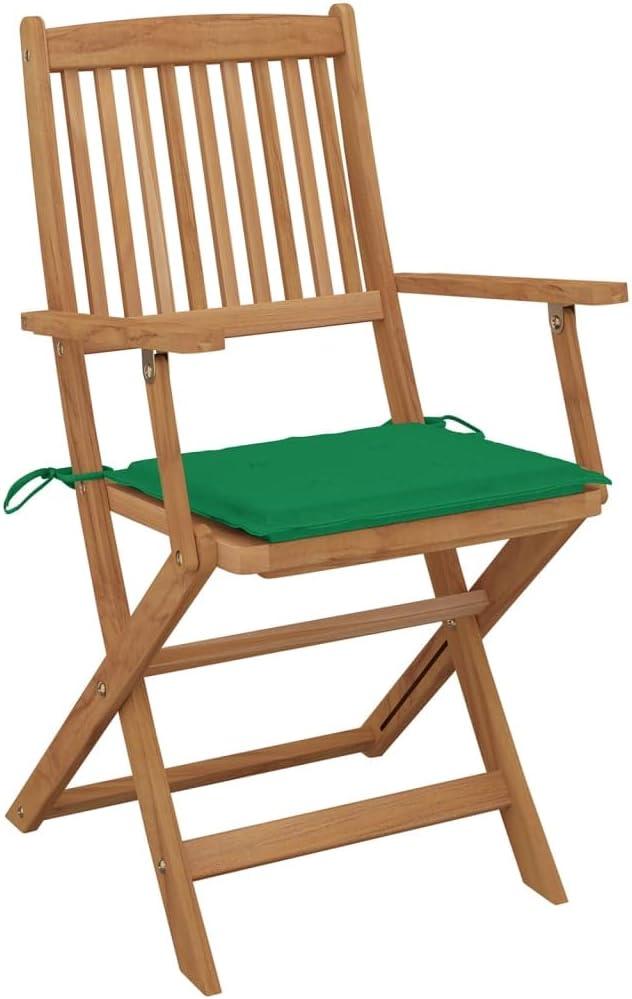 8 STK. klappbare Gartenstühle aus massivem Akazienholz mit Kissen, Essstühle für Terrasse und Hof, ölbehandelt, platzsparend zusammenklappbar, bis 110 kg