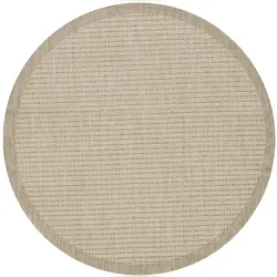 Carpetsale24 In- & Outdoor Teppich Wetterfest 200 cm Rund Einfarbig Beige - Wasserfest,Flachgewebe, für Balkon, Garten, Terrasse, Küchenteppich