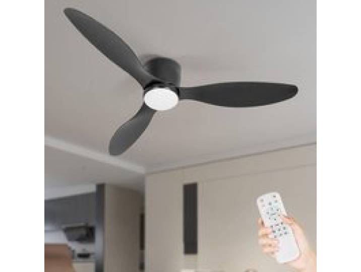 Ventilateur De Plafond LED 42 Pouces Noir + Télécommande - Moteur DC Inverter Silencieux 6 Vitesses Réversible Ventilateur Plafond