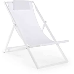 Liegestuhl Taylor 2er-Set aus Aluminium, klappbar und verstellbar, modern, weiß, Outdoor