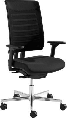 Schäfer Shop Genius Bürostuhl SSI PROLINE PREMIUM S2+, teilautomatische 3D-Synchronmechanik, mit Armlehnen, Netz-Rückenlehne, schwarz/alusilber