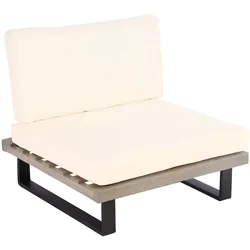 Décoshop26 - Gartenliegestuhl aus grauem Akazienholz und Aluminium mit cremeweißem Kissen 04_0006846 04_0006846