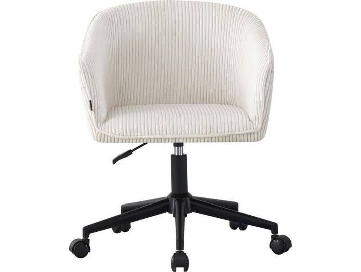 Fauteuil de bureau pivotant et réglable en hauteur en velours côtelé beige - Marlo