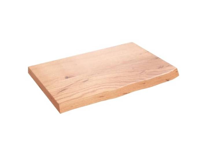 GHVBNMF Tischplatte Massivholz Eiche Hellbraun 60x40 cm mit Naturkante Handgefertigtes DIY Brett mit Schutzlasur für individuelle Beistelltische und Kaffeetische im Wohnzimmer sowie Büro.