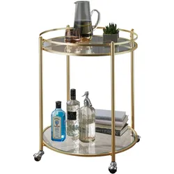 SERVIERWAGEN – Gold, Sicherheitsglas, auf Rollen