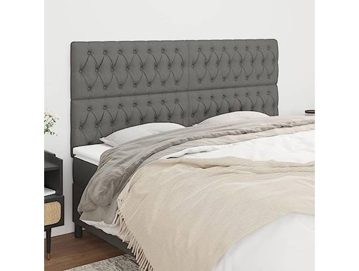 KTHLBRH Kopfteil 4 Stück, dunkelgrau, aus klassischem Stoff, elegantes Design und verstellbare Höhe, strapazierfähiges und atmungsaktives Material, Beine aus robustem Holz