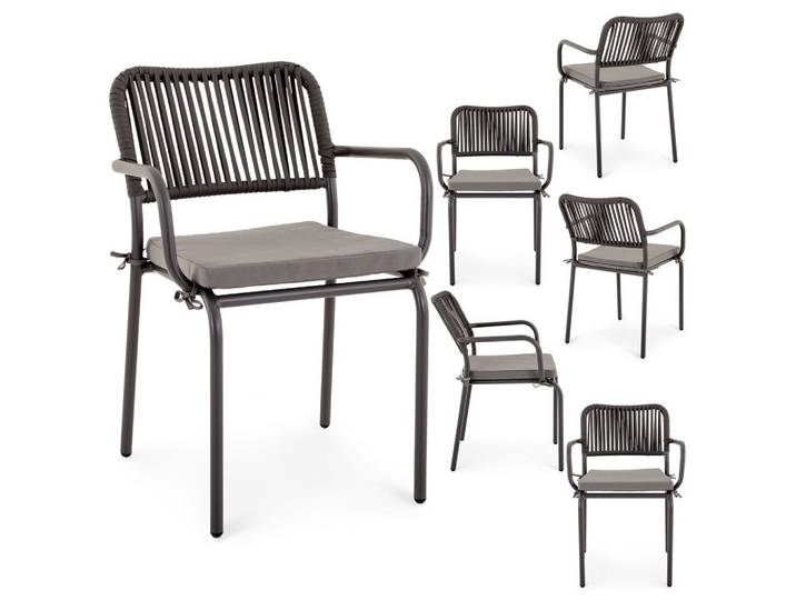 GARTENSTÜHLE VOLONTE 6er-Set grau