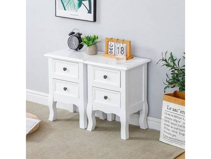 Lot de 2 Table de Chevet Avec 2 Tiroirs Style Contemporain