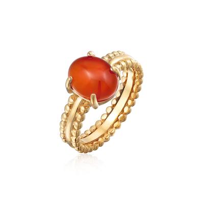 Silberring ELLI PREMIUM "Ring Karneol Edelstein 925 Silber vergoldet" Gr. 58, orange, Fingerringe, Damen, 58, Silber 925 (Sterlingsilber), Silberring