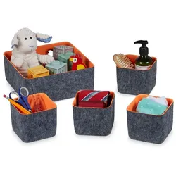 Relaxdays Schubladen Organizer 5er Set Anthrazit,Orange
