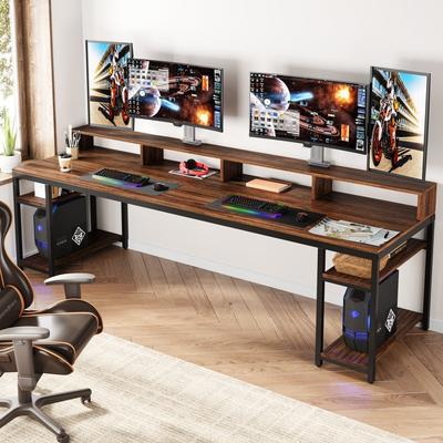 YUZHOU 78.7 Inch Extral Long Two Person Desk, Double Computer Desk for Home Office