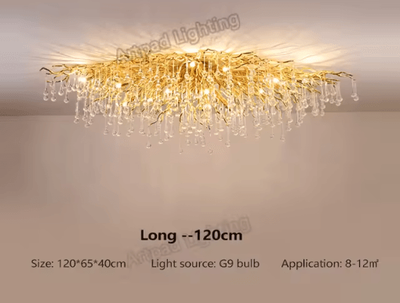 Inspire Picks Nordic Gold K9 Crystal Chandelier Modern Luxury LED Ceiling Light long 120cm silver Body cold White