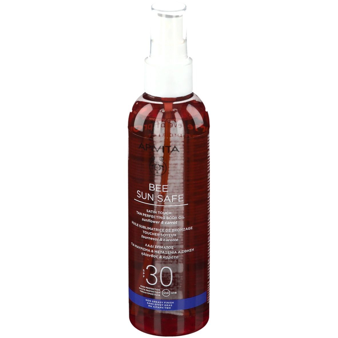 Apivita Bee Sun Safe Satin Touch Tan Perfection Body Oil Sunflower & Carrot Spf30 200 ml Öl