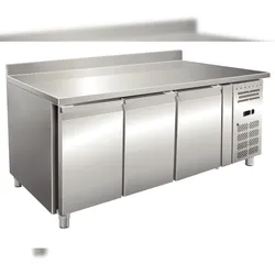 KLIMAITALIA Edelstahl-Kühltisch mit 3 belüfteten Türen. Digitales Thermometer. Temperatur -2°C/+8°C.  Maße (LxWxH) 179,5x60x96 cm. Modell SNACK3200TN