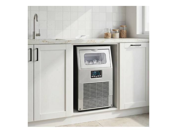 HOMCOM Eiswürfelmaschine Kommerzielle 30 kg/24H Eismaschine,4 kg Speicher,Selbstreinigung, 4 kg Eisspeicher, 30 kg,24 Stunden für Zuhause