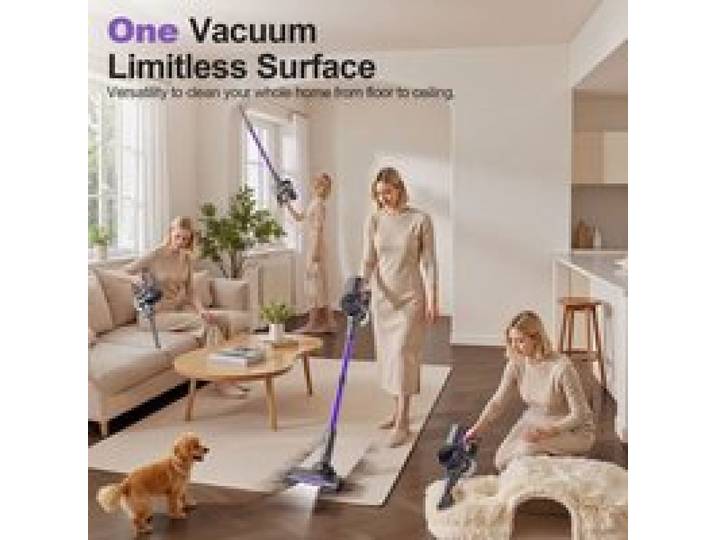 Aspirateur balai sans fil INSE S7P violet avec écran LED et brosse rouleau souple