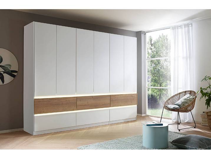 Drehtürenschrank Winnipeg 271cm mit Beleuchtung Weiß/Alpinweiß