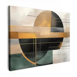 LEINWANDBILD Abstrakt - Gold - Bronze - Grün - Formen - Modern Wandbilder 80x60 cm