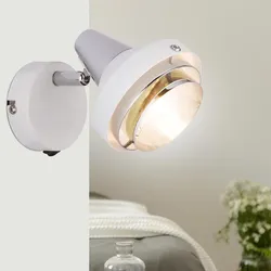Wandlampe Wandleuchte Spotlampe Spotstrahler Flurleuchte, Spot beweglich Schalter, Metall Chrom, E14 Fassung, BxHxÜ 10x11,5x15cm