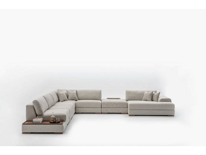 JVmoebel Ecksofa Beige Wohnlandschaft U-Form mit hochwertiger Polsterschaum-Polsterung, Made in Europa