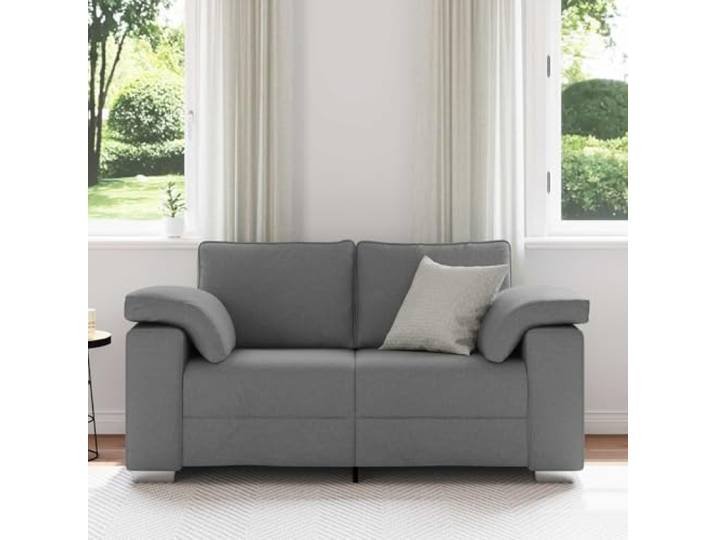KTHLBRH Zweisitzer-Sofa, dunkelgrau, 160 cm, Stoff Große Armlehnen, Polsterung aus Schaumstoff und Faser, Metallrahmen, atmungsaktives Design, Verwendung im Innenbereich