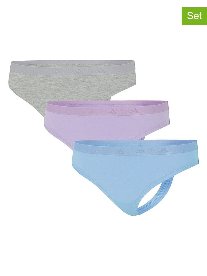 adidas 3er-Set: Strings in Lila/ Hellblau/ Grau - XL
