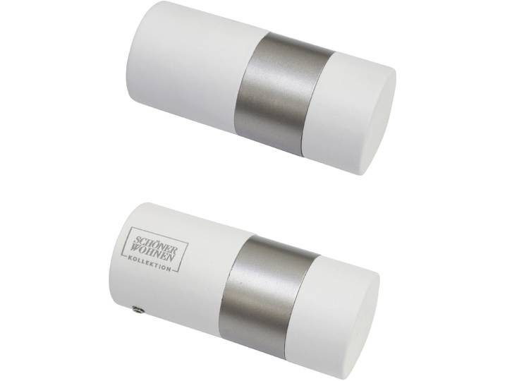 Gardinenstangen-Endstück Zylinder für Ø 20 mm , weiss (weiß, matt, silber, matt), 2 Stk., SCHÖNER WOHNEN-KOLLEKTION, Gardinenstangenendstücke, Gardinenstangen-Endstück, Serie Einzelprogramm Leon Ø 20 mm