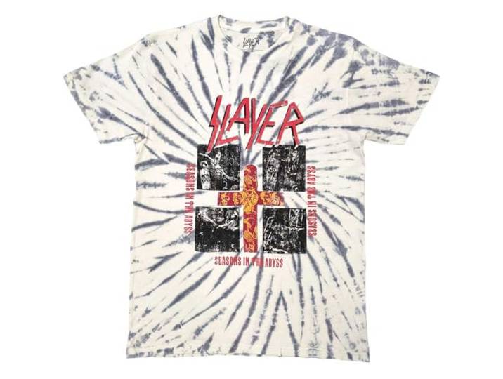 Slayer Quad Seasons Band Logo Dye Wash T Shirt L