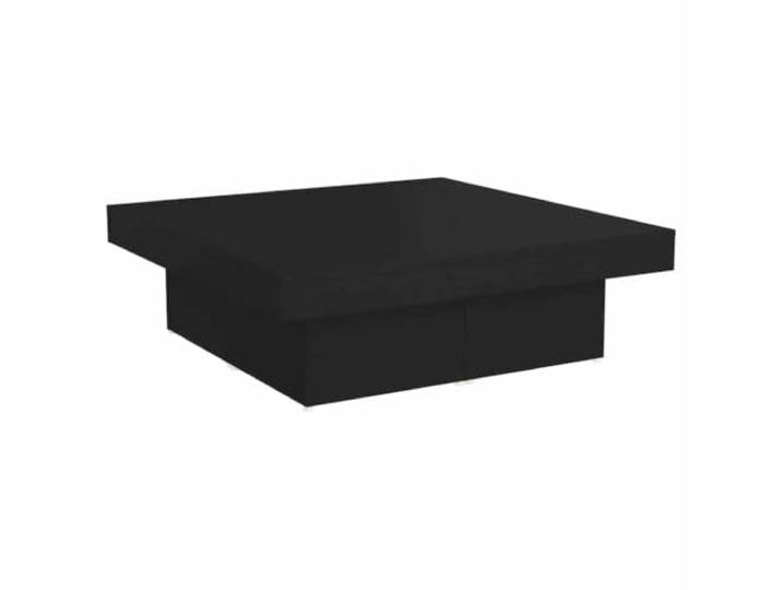 Tmriohed Couchtisch Schwarz 90x90x28 cm Quadratisch Holzwerkstoff Niedriger Beistelltisch in 4-Teile-Optik für Wohnzimmer und Lounge, pflegeleichte Abstellfläche mit flachem Design.