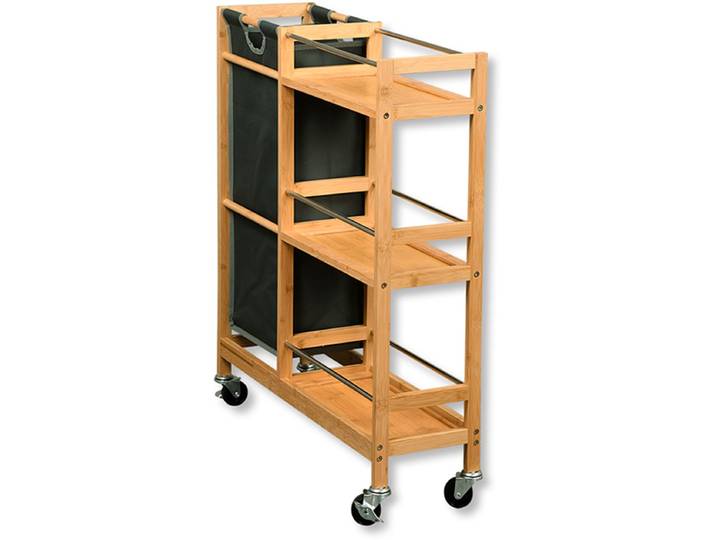 Kesper - Keukentrolley - keukenwagen - met flessenhouder - 68x20x78cm - bamboe