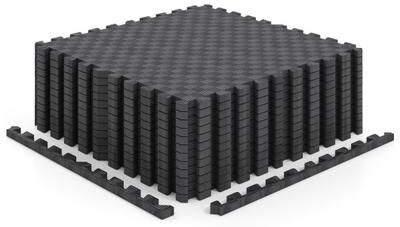 Costway 12 PCS Puzzle Exercise Mat EVA Foam Interlocking Floor Tiles-Black