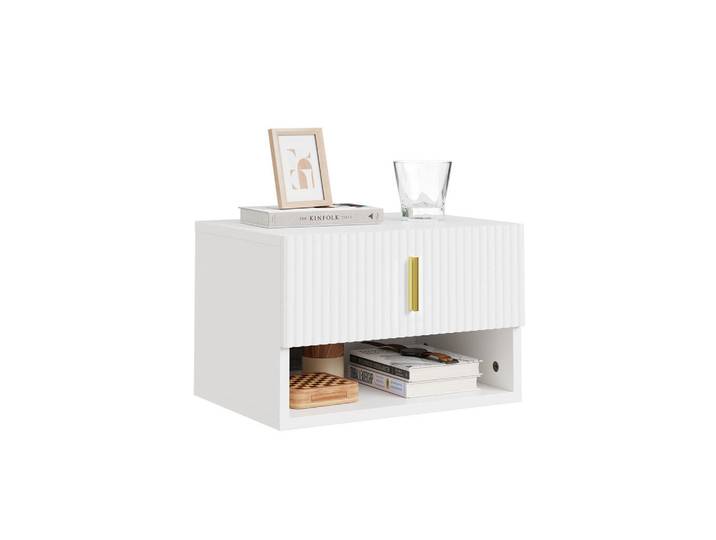SoBuy Nachttisch mit Schublade Fbt176-E-W, Weiß, Holzwerkstoff, Rechteckig, 40x26x30 cm, Schlafzimmer, Nachttische