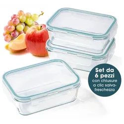 GOURMETmaxx Glas-Frischhaltedosen Klick-it 6-tlg. 900ml transparent