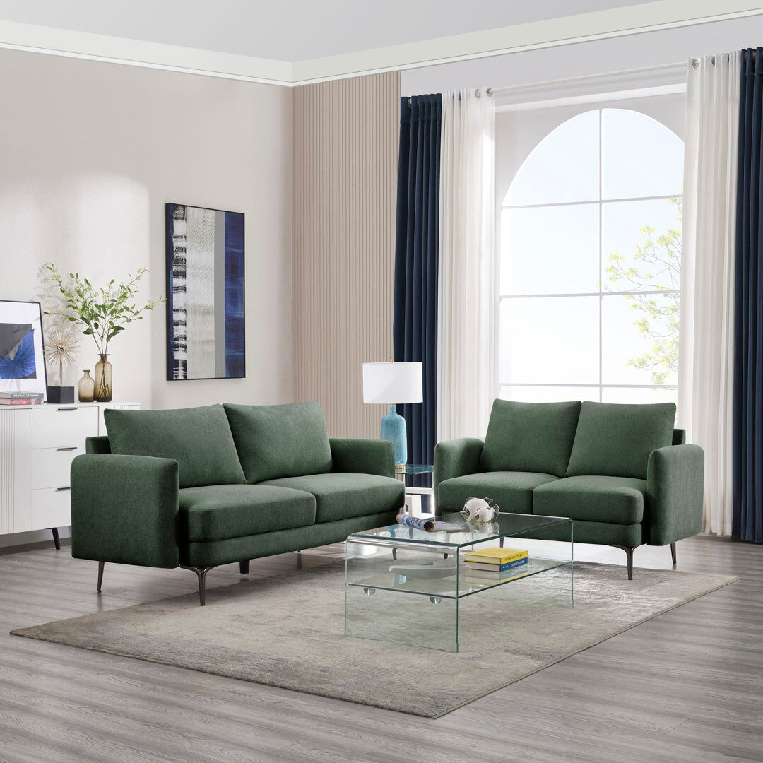 Metro 2 Piece Stationary Living Room Set Green 2