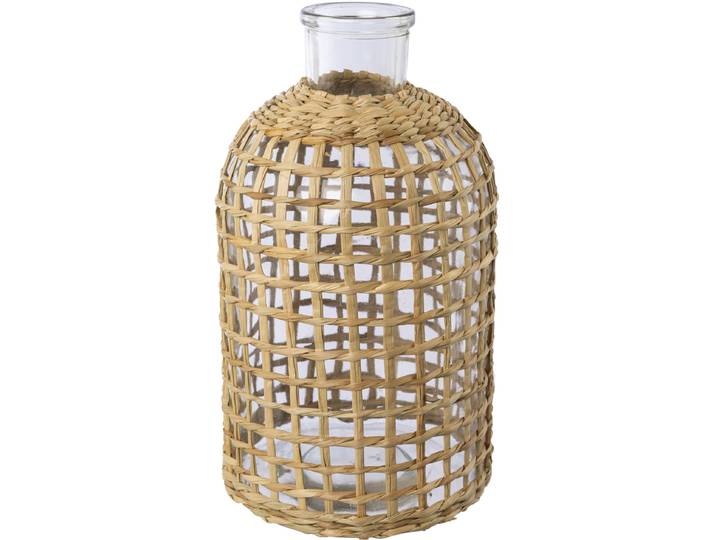 Tischvase CREATIV HOME Vase aus Glas , braun, H:28cm Ø:15cm, Glas, Vasen, Tischvase, mit Mesh-Überzug