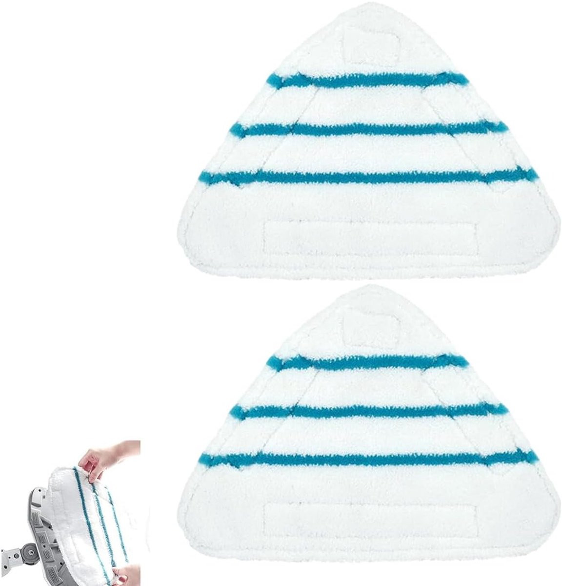 2 stuks microvezel reservepads voor stoomreiniger met driehoekige reservekappen, wit