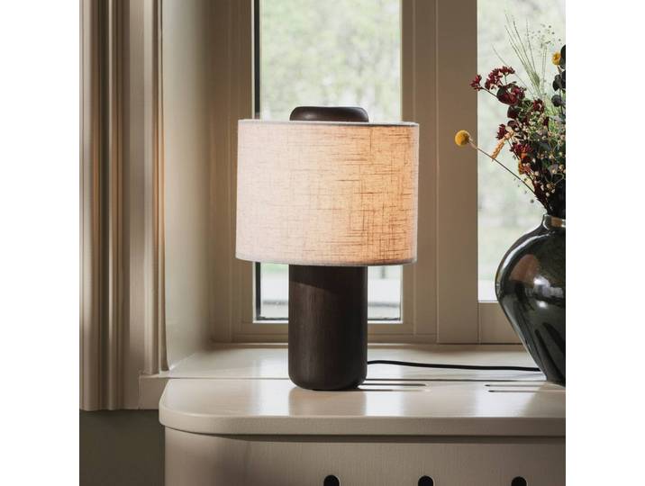 Globen Lighting Tischlampe Bosco, creme / amber, für Wohn- / Esszimmer, Holz