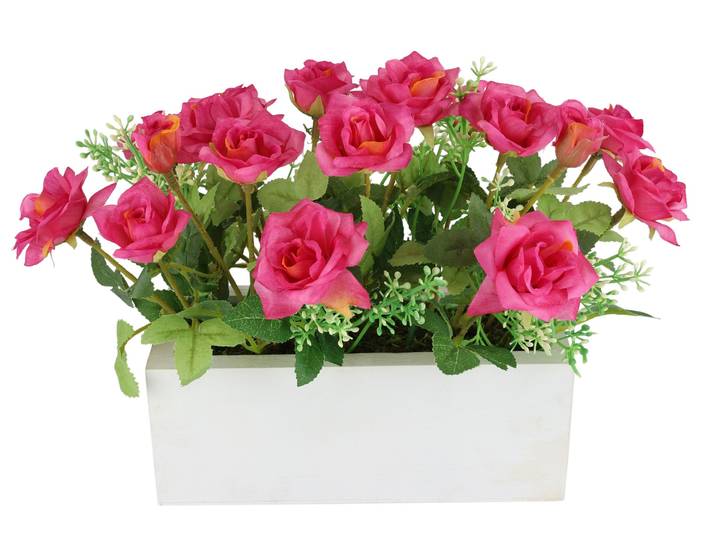 Kunstblume I.GE.A. Wildröschen im Holzkasten , pink (rosa), Kunstpflanzen, Kunstblume