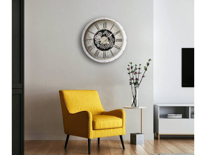 Horloge murale Lorena Verre acrylique / Verre transparent Ø 76cm Blanc