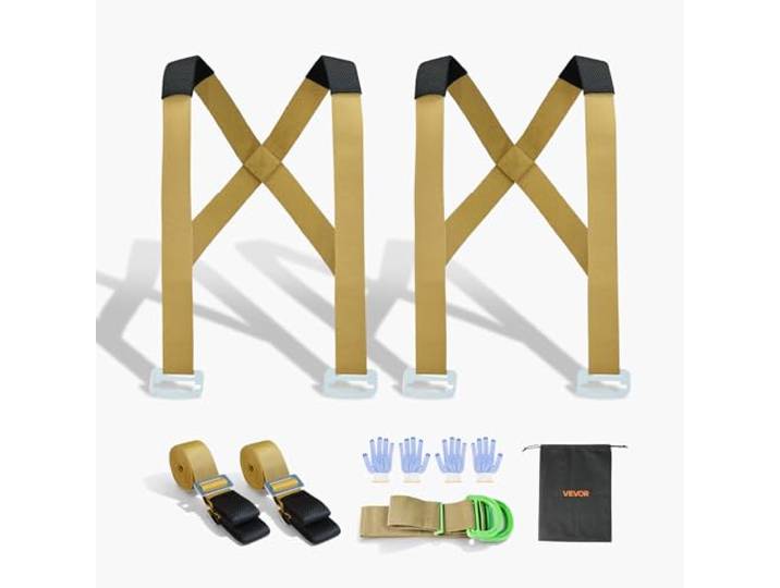 VEVOR Sangle de Déménagement Levage Manutention Meubles pour 2 Personnes avec 2 Bandoulières 2 Sangles de Charge Réglables 1 Sangle Transport à Main\, pour Déplacer Meubles Appareils Électroménagers