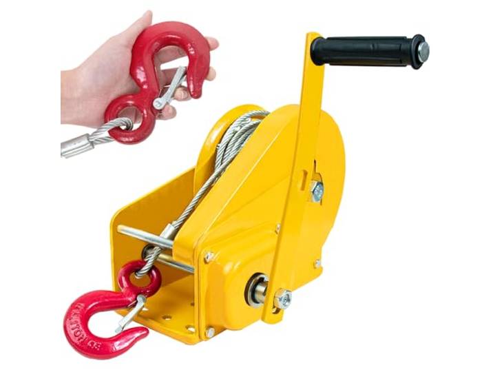 BOVDC Handseilwinde mit Bremse, 1200lbs/2600lbs(2600lbs,10m) Anhänger Seilwinde Hand Klein mit Drahtseil, Manuell Seilwinde Handwinde Heben Senken mit Selbstsichernden Haken