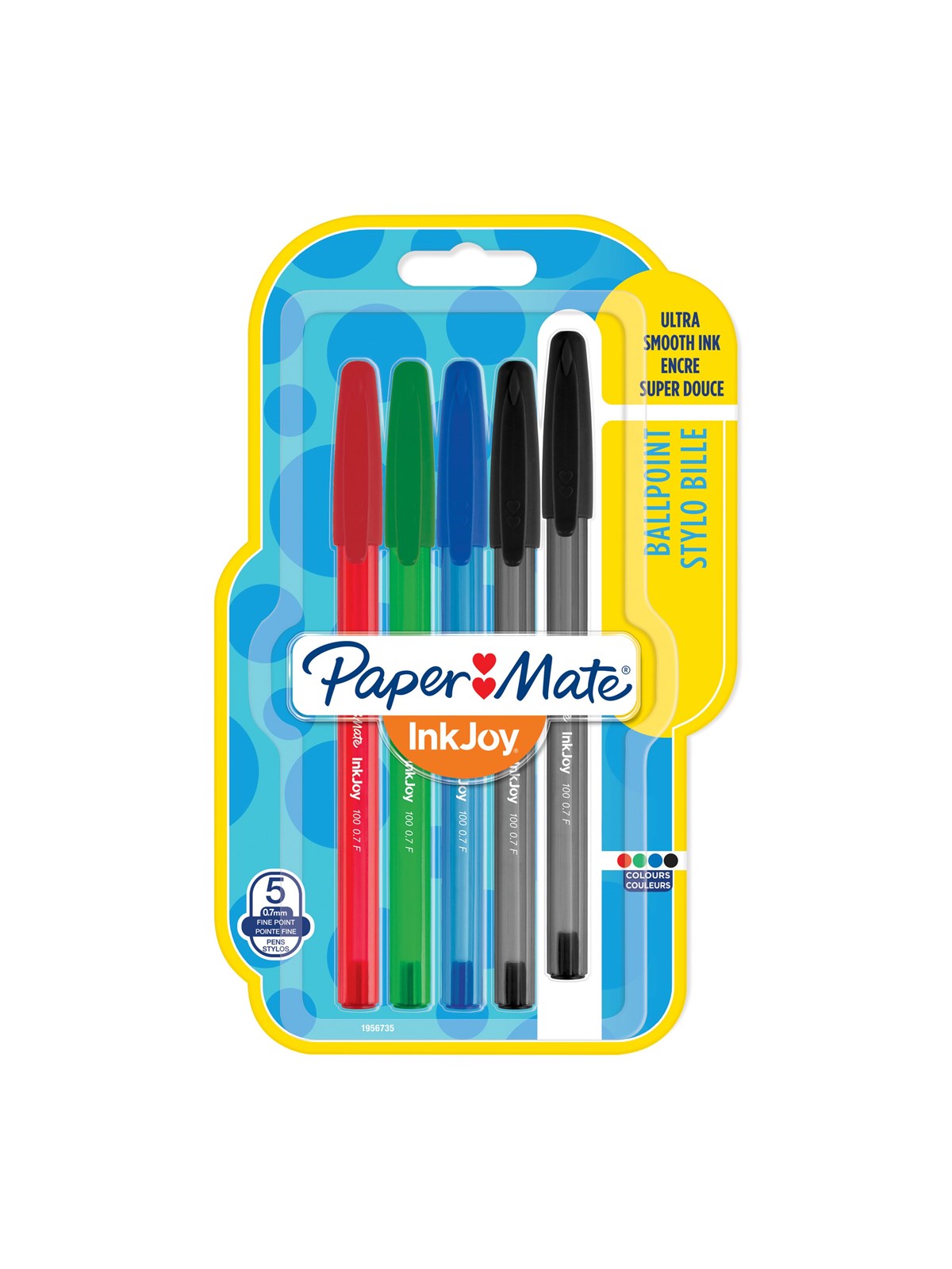 Paper Mate InkJoy 100ST Kugelschreiber | feine Spitze (0,7 mm) | klassische Farben | 5 Stück