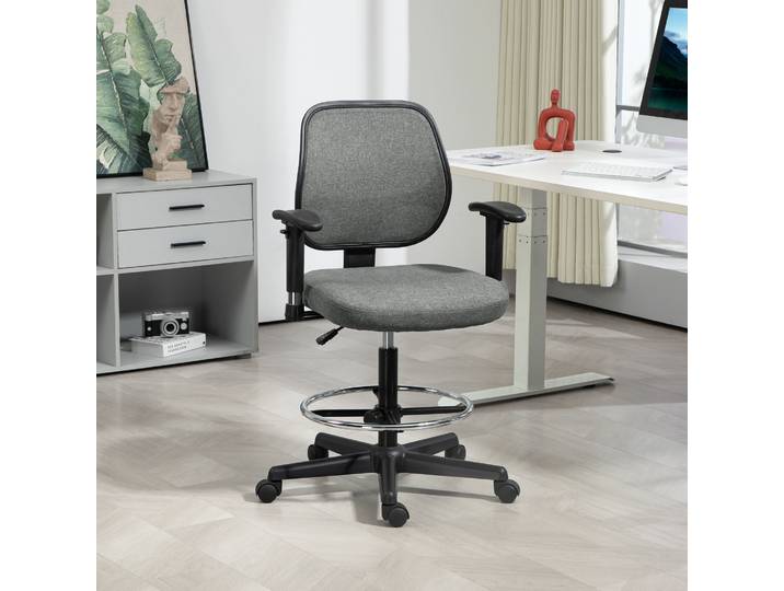 Vinsetto Fauteuil Bureau Réglable Haut Dossier Gris sur Roulettes