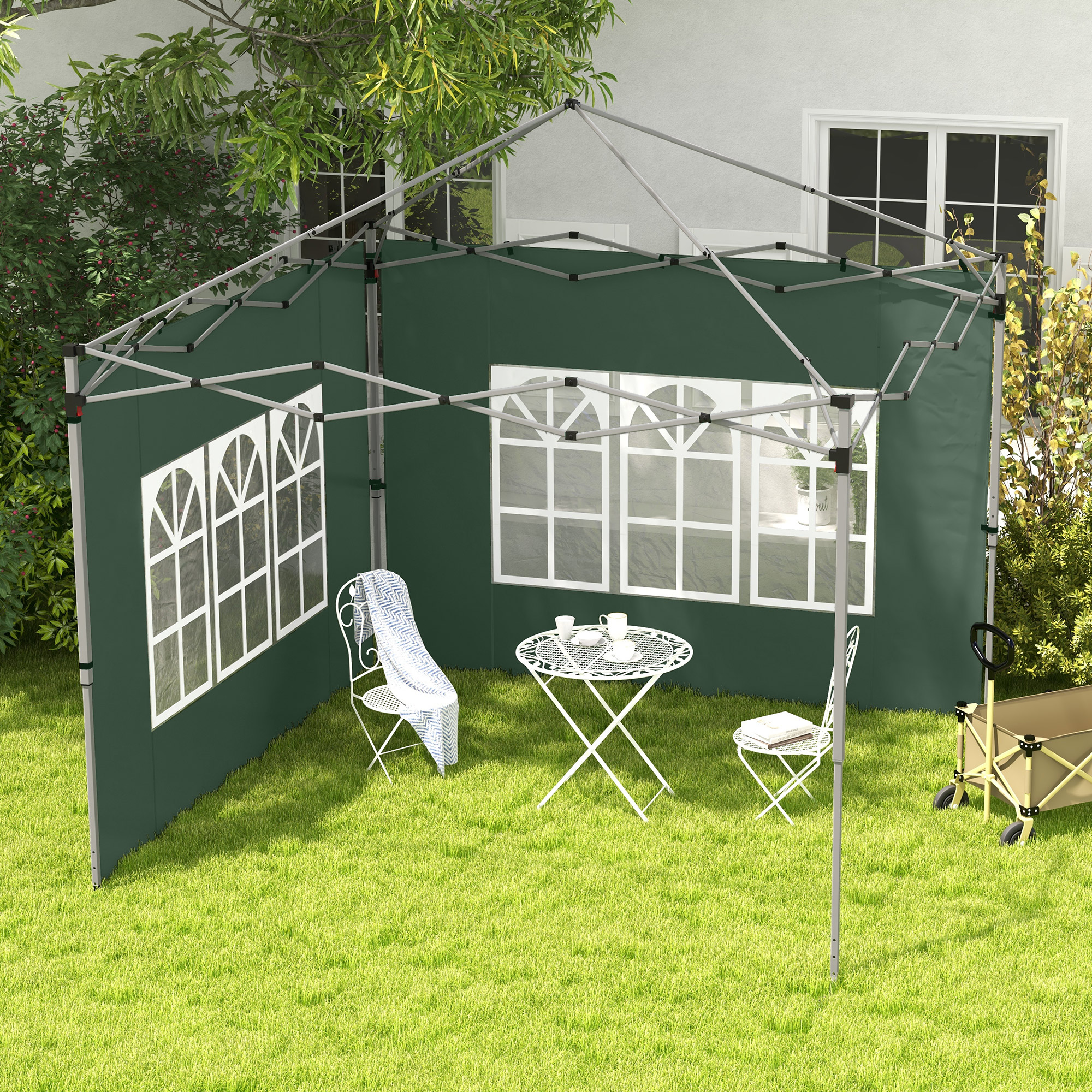Outsunny Pareti Laterali per Gazebo 3 x 3 / 3 x 4 m 2 Pannelli in Tessuto Oxford 295x195 cm con Finestra per Feste Verde   Aosom Italy