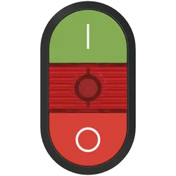 ABB MPD2-11R Doppeldrucktaster, Tasten - oben grün: Symbol I - unten flach: rot Symbol O - Mitte: rot, beleuchtbar 1SFA611131R1101