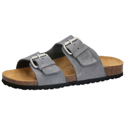 Pantolette LICO "Pantolette Bioline Juana", Damen, Gr. 39, grau, Leder, Schuhe Pantolette