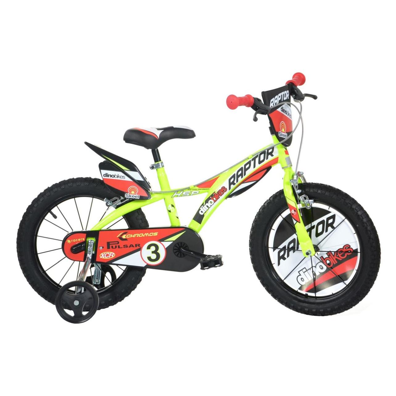 Kubi Sport Kubisport Rowerek Dziecięcy 16 Cali Raptor Żółty Kółka Boczne Hamulec Dino Bikes (16") (76177536)