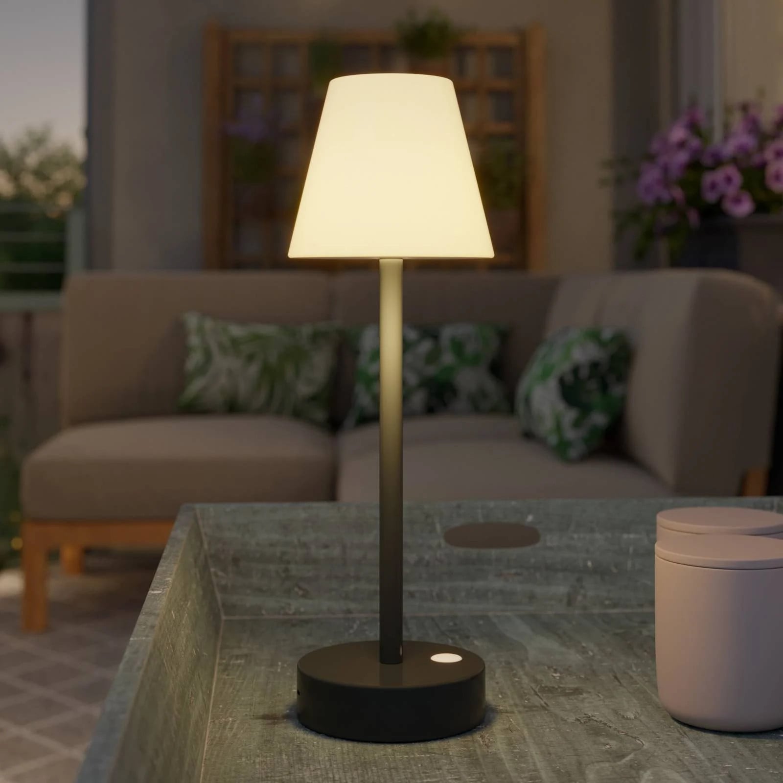 Newgarden Lola Slim LED tafellamp met oplaadbare accu, grijs/zwart, dimbaar