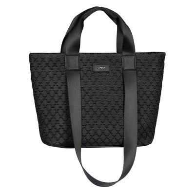 Shopper GABOR "Helmea", Damen, Gr. B/H/T: 30,5cm x 26cm x 11cm, schwarz, Lederimitat, Textil, Taschen Shopper, Damen Handtasche, Schultertasche mit modischem Muster